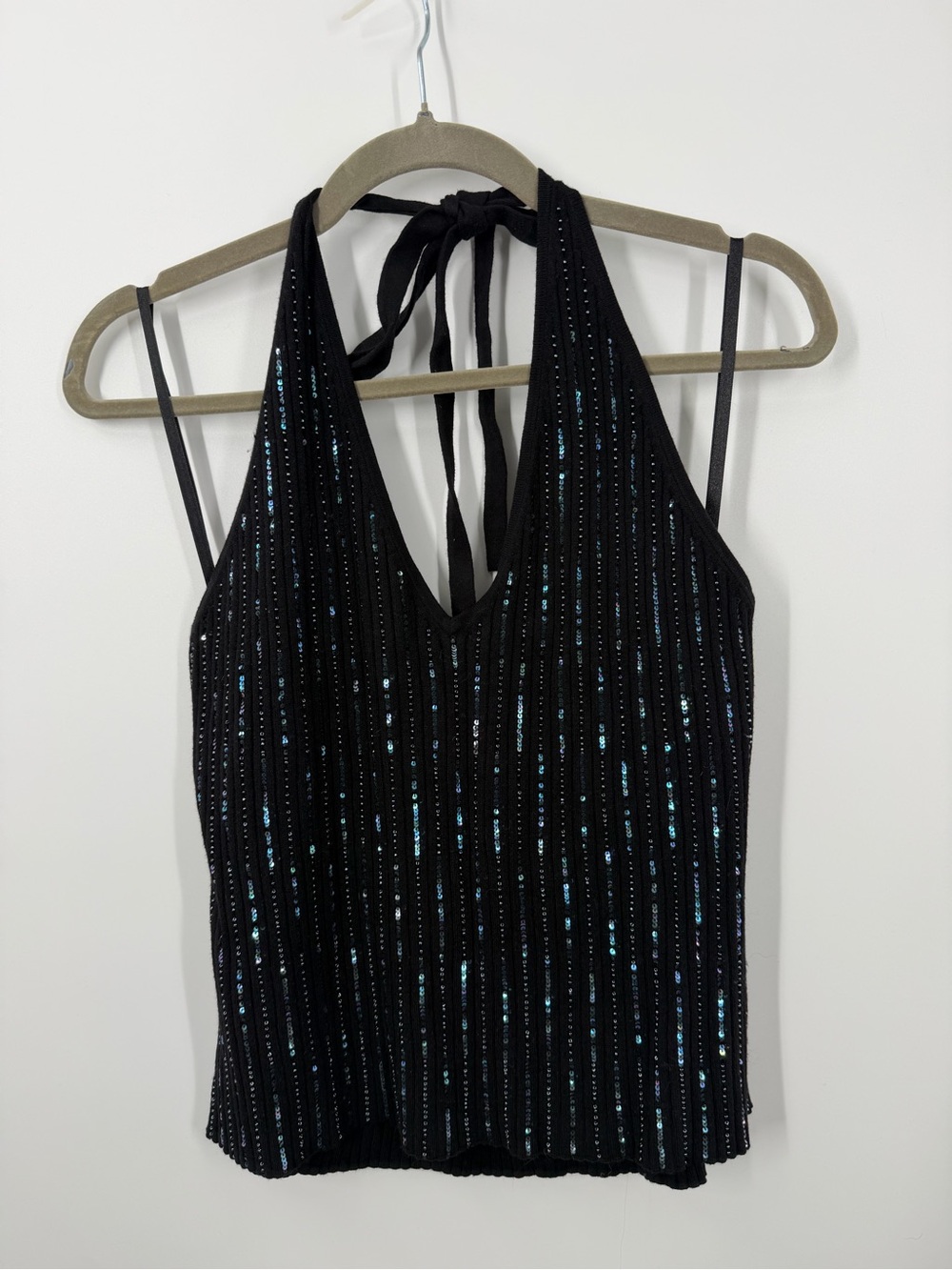 Vintage Y2K Harley Davidson Striped Sequin Halter Tank